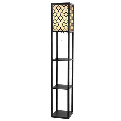 DS NA Floor Lamp Storage Shelf LED Lamps Vintage Standing Reading Light Bedroom