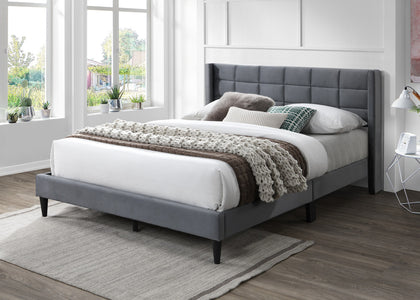 T Neron Fabric Bed Double Charcoal