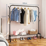 DS BS Metal 7 Hook Garment Rack Clothes Coat Stand 105cm-Black