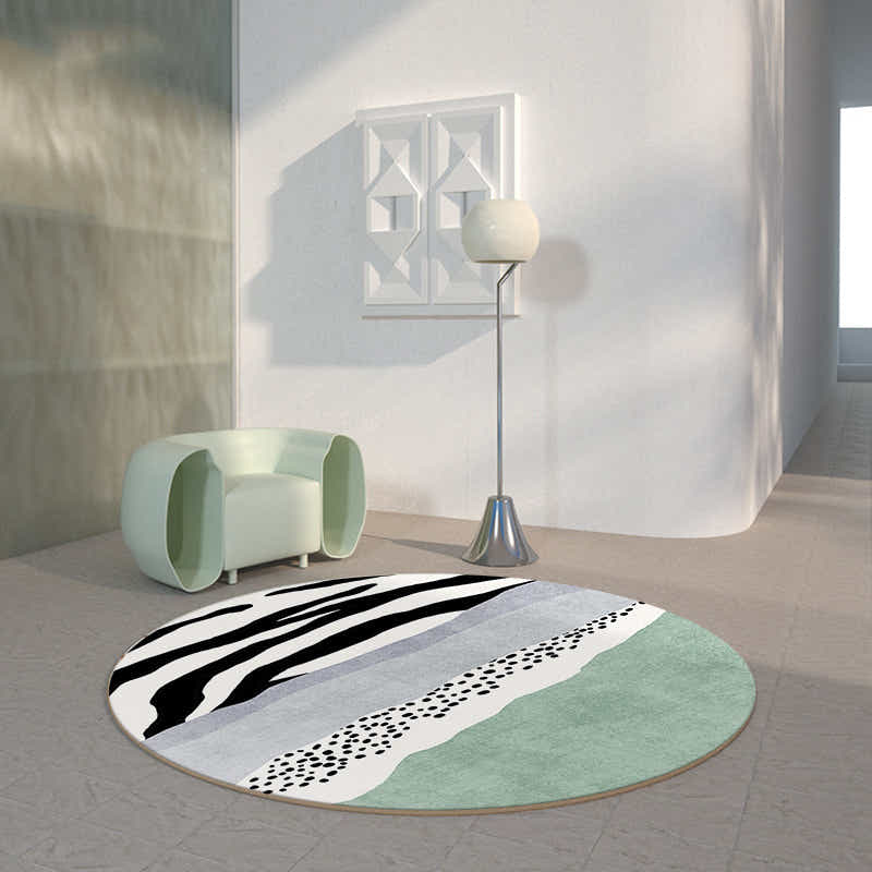 DS BS Modern Abstract Non-Shedding Area Round Rug Zabra-120cm