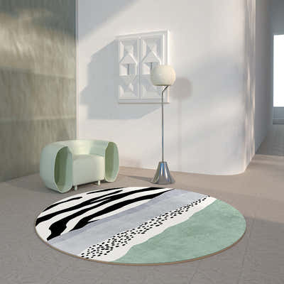 DS BS Modern Abstract Non-Shedding Area Round Rug Zabra-120cm