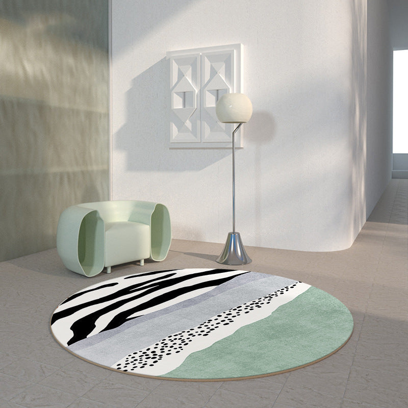 DS BS Modern Abstract Non-Shedding Area Round Rug Zabra-120cm