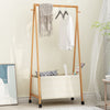 DS BS Bamboo Garment Rack Coat Clothes Hanging with Canvas Storage
