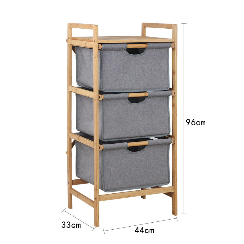 DS BS Natural Bamboo 3-Tier Multifunctional 3 Drawer Basket Rack