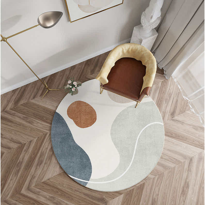 DS BS Modern Abstract Non-Shedding Area Round Rug Indigo-160cm