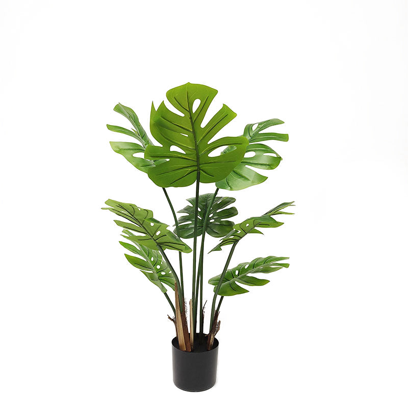 DS BS Artificial Plastic Tropical Palm Tree Monstera-90CM