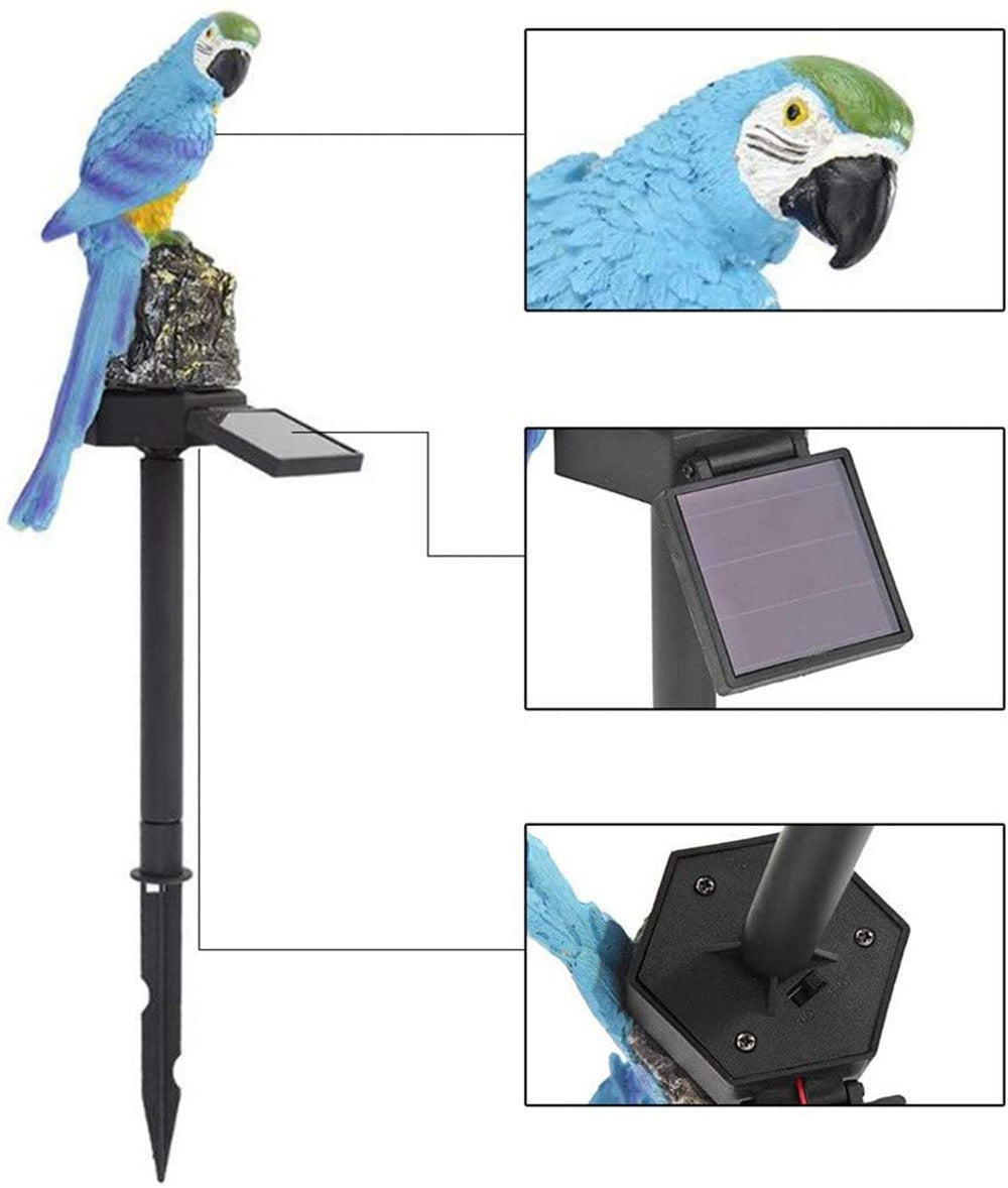 DS BS Outdoor Garden Parrot Bird Solar LED Decor Light-Blue