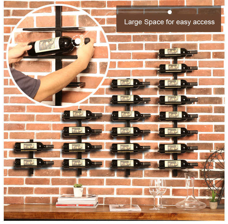DS BS Wall Mounted Wine Bottle Rack Holder Organizer-6 Bottle