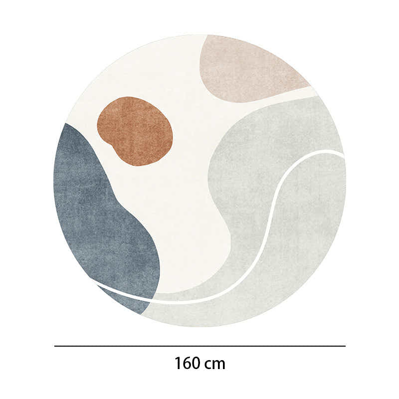 DS BS Modern Abstract Non-Shedding Area Round Rug Indigo-160cm