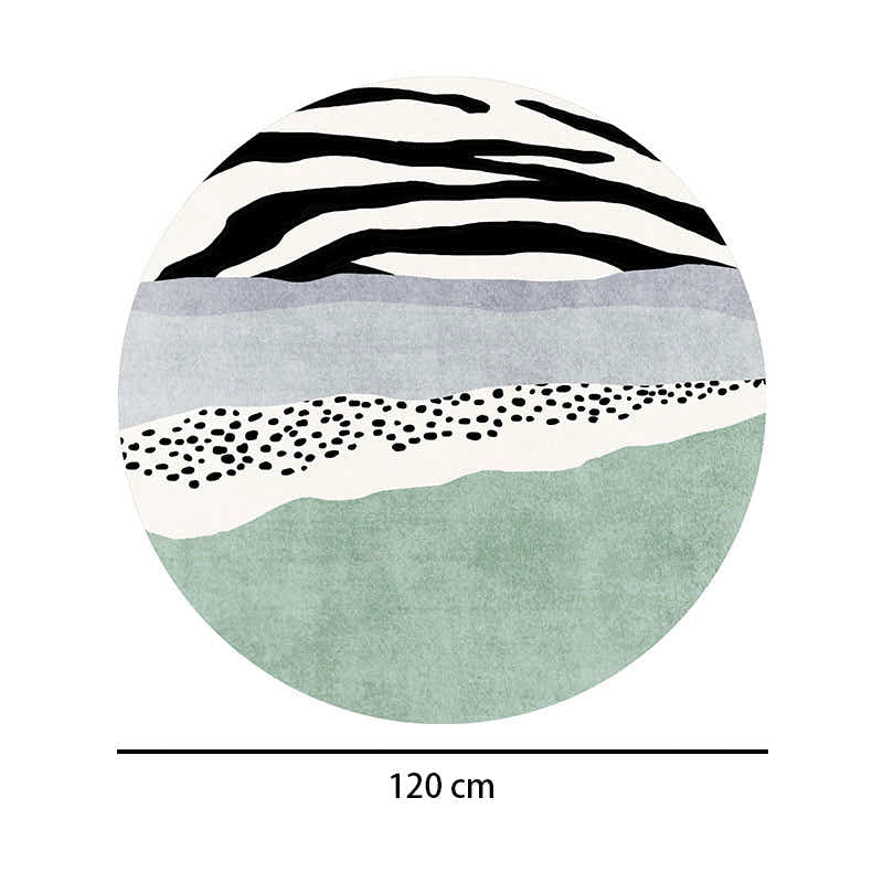 DS BS Modern Abstract Non-Shedding Area Round Rug Zabra-120cm