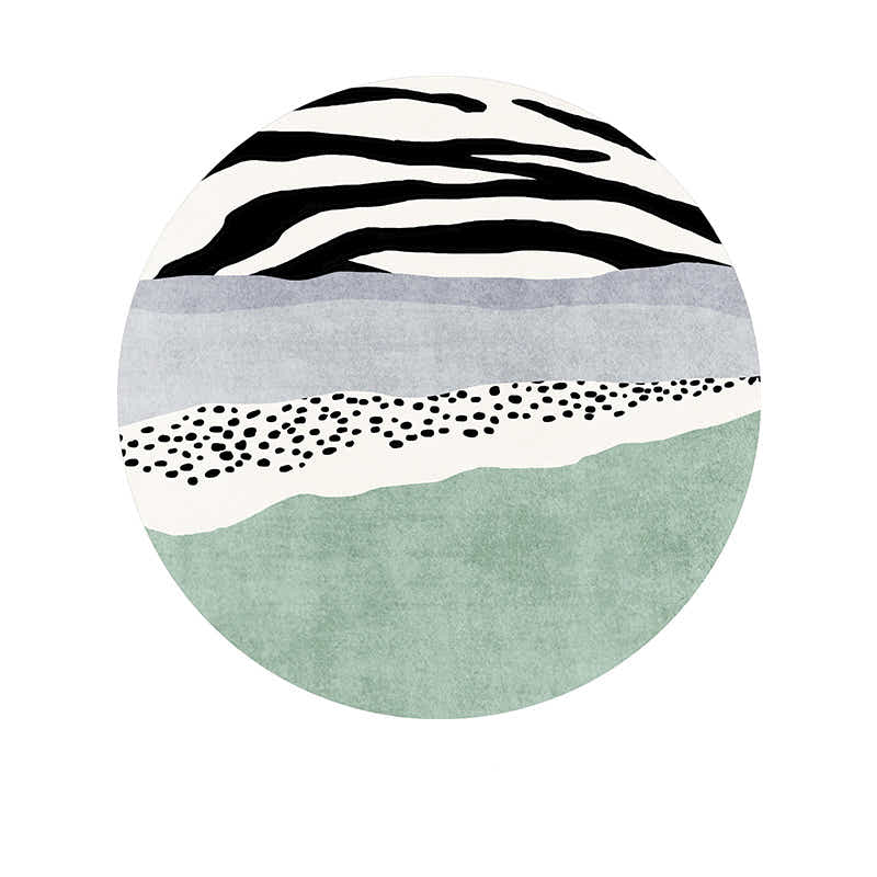 DS BS Modern Abstract Non-Shedding Area Round Rug Zabra-120cm