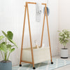 DS BS Bamboo Garment Rack Coat Clothes Hanging with Canvas Storage