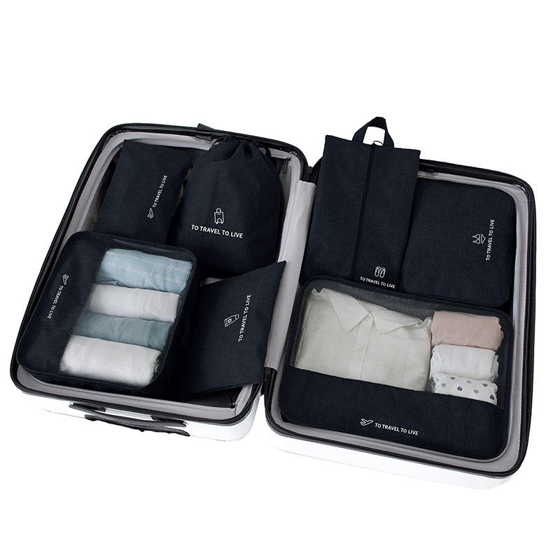 DS BS Travel Storage Luggage Organizer Pouch Set of 7-Black