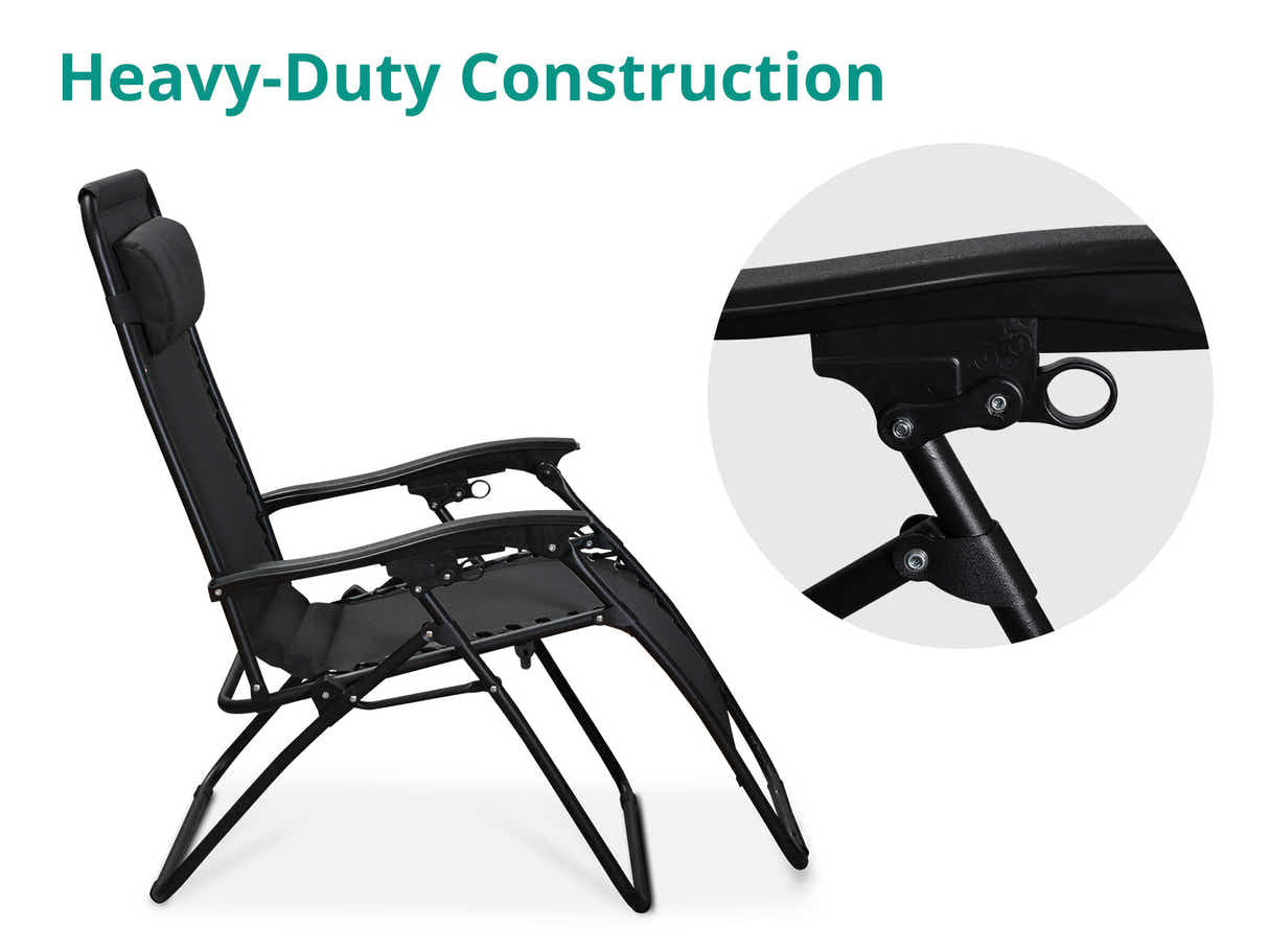 Zero Gravity Chair with Padded Cushion - Black