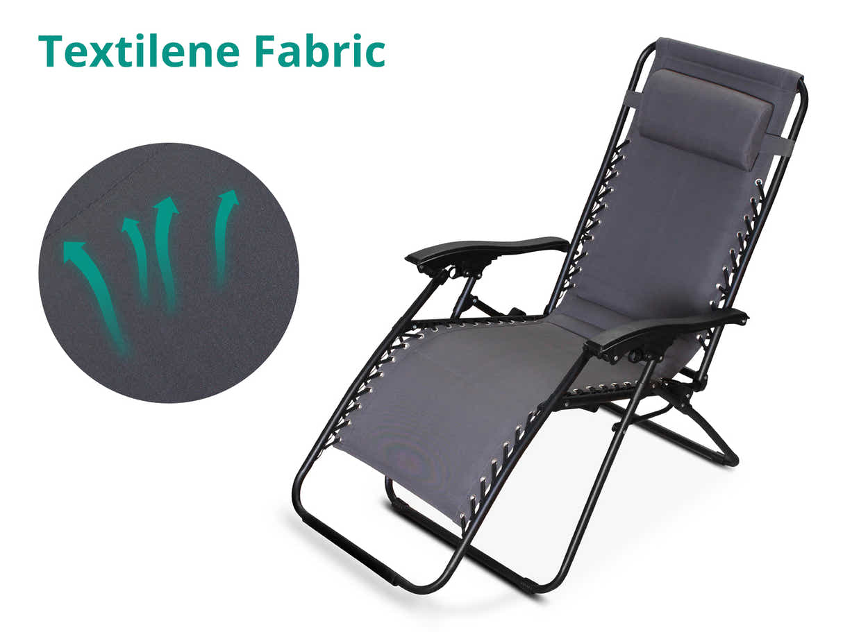 Zero Gravity Chair with Padded Cushion - Grey