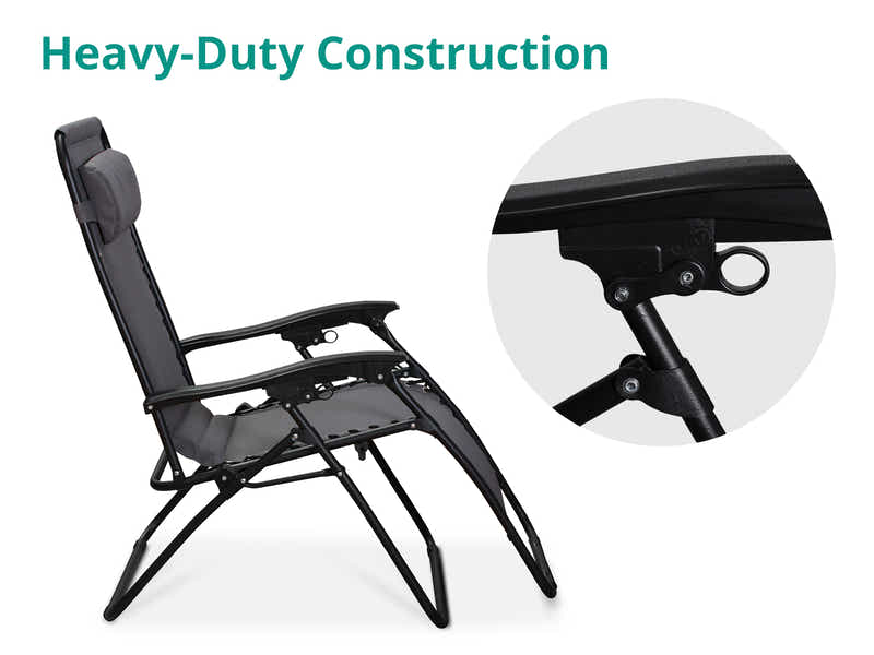 Zero Gravity Chair with Padded Cushion - Grey