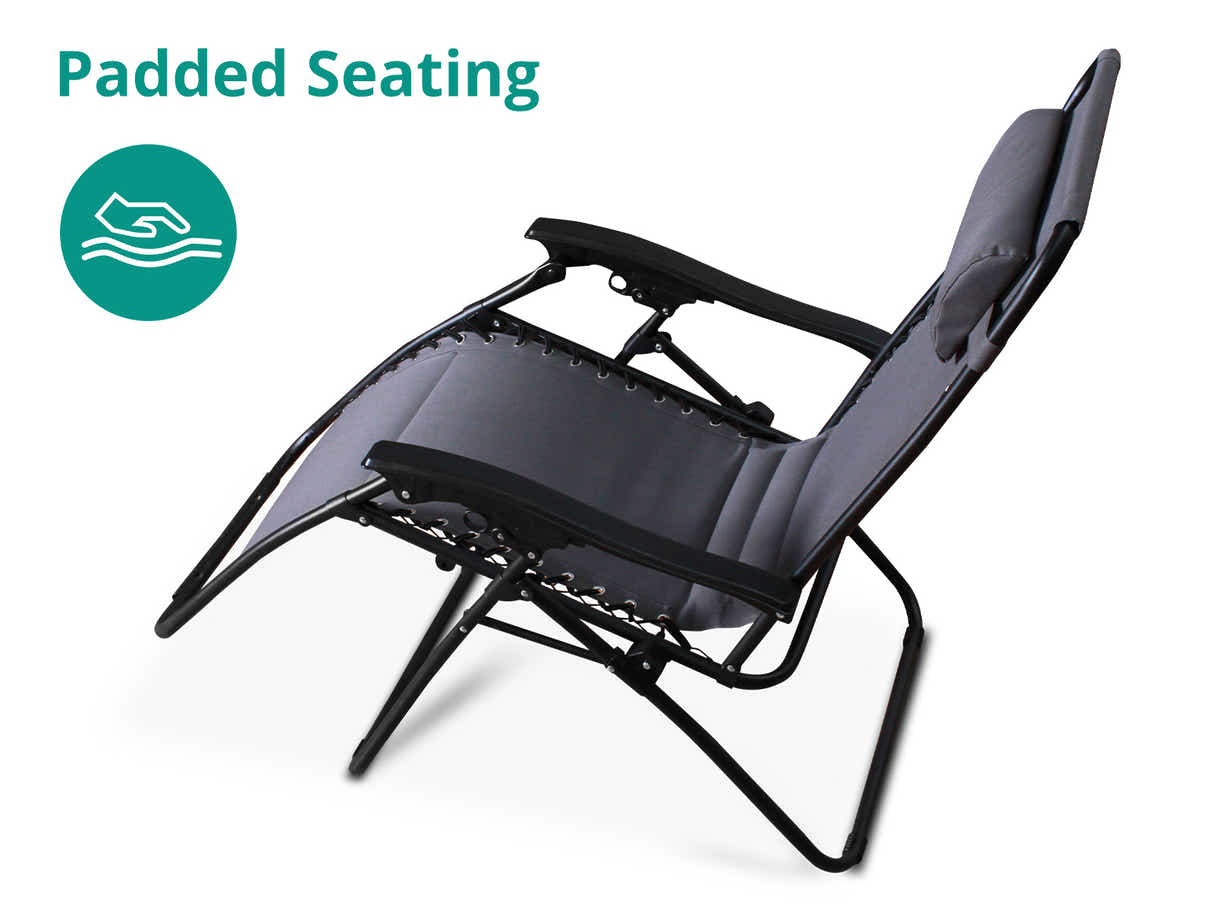 Zero Gravity Chair with Padded Cushion - Grey