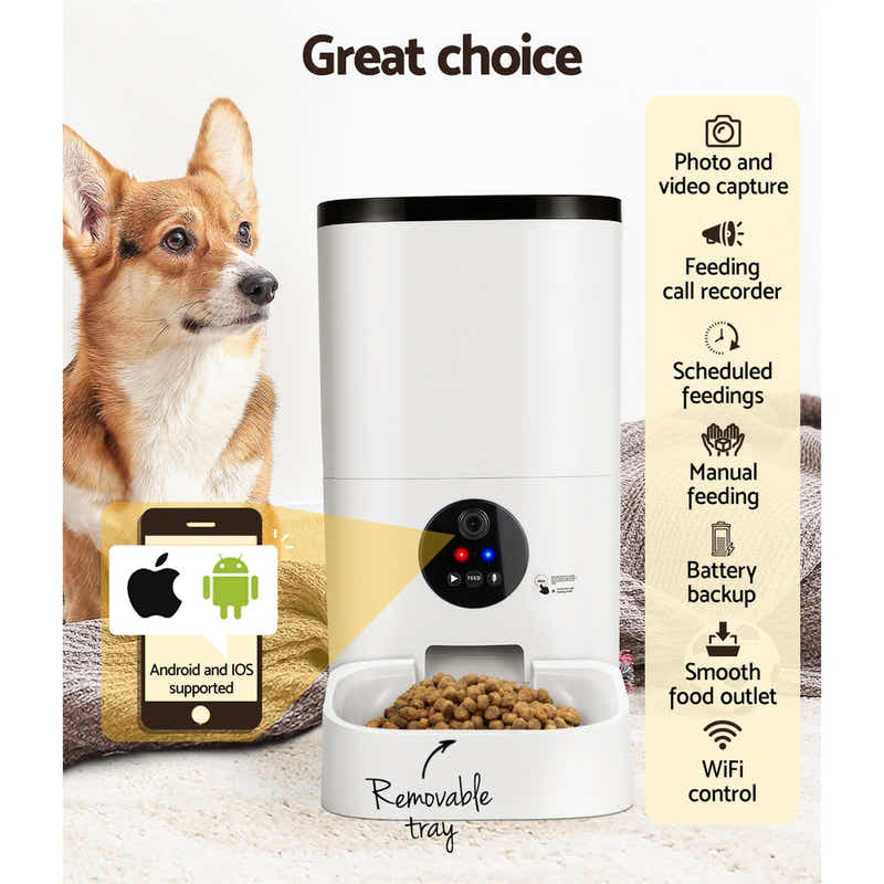 DS NA Automatic Pet Feeder 6L Auto Camera Dog Cat Smart Video Wifi Food App Hd