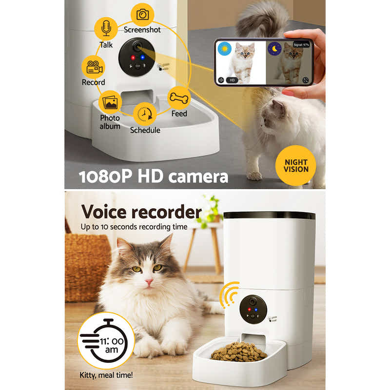 DS NA Automatic Pet Feeder 6L Auto Camera Dog Cat Smart Video Wifi Food App Hd