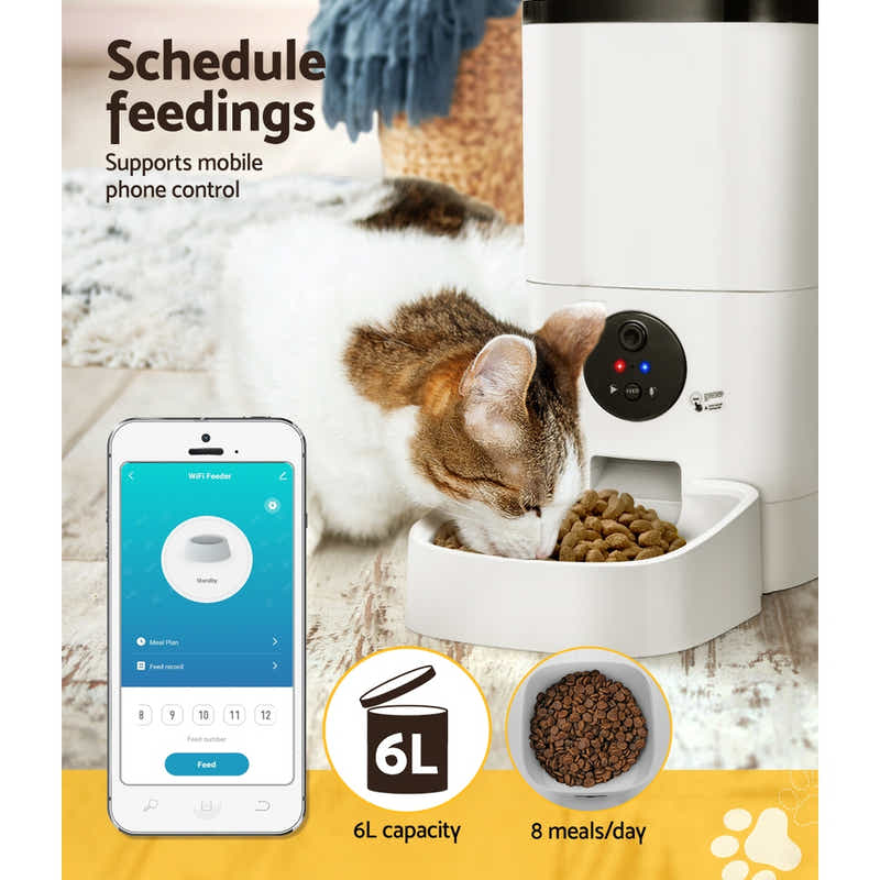 DS NA Automatic Pet Feeder 6L Auto Camera Dog Cat Smart Video Wifi Food App Hd