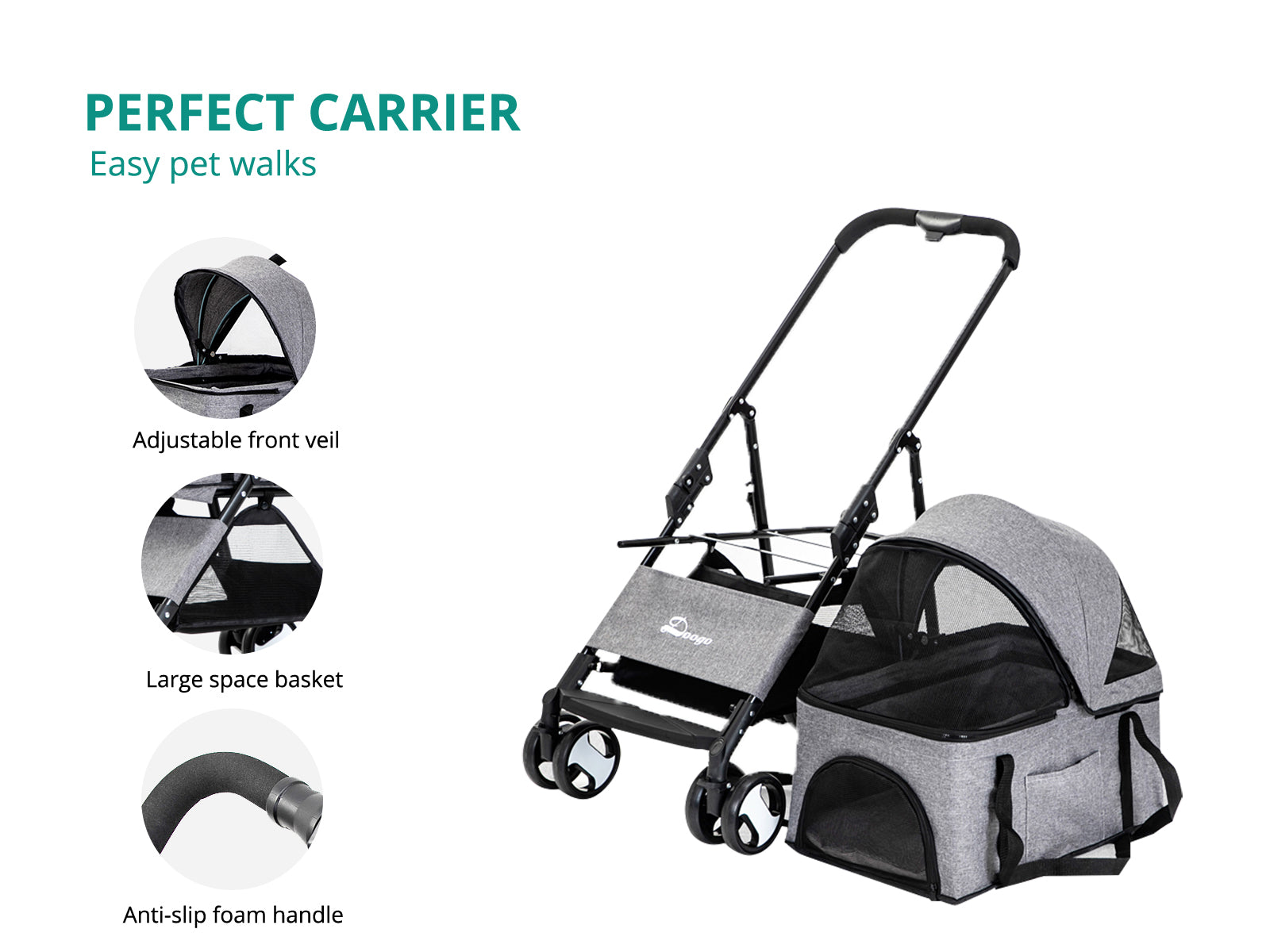 Pet Stroller C22 Grey