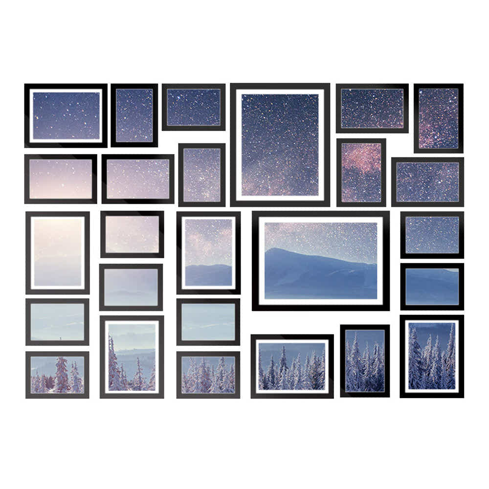 DS NA Photo Frames 26PCS  8x10in 5x7in 4x6in 3.5x5in Hanging Wall Frame Black