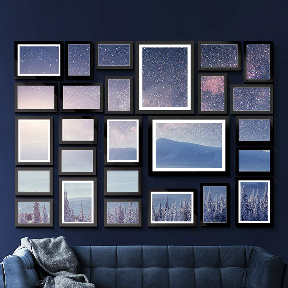 DS NA Photo Frames 26PCS  8x10in 5x7in 4x6in 3.5x5in Hanging Wall Frame Black
