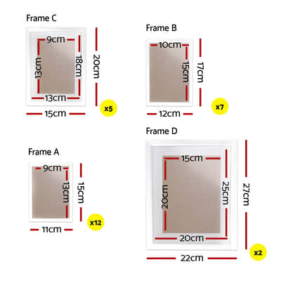 DS NA Artiss Photo Frames 26PCS  8x10in 5x7in 4x6in 3.5x5in  Wall Frame White