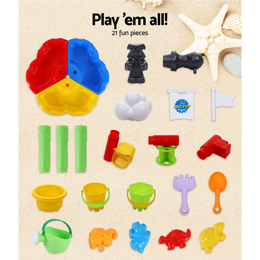 DS NA Keezi Kids Beach Sand and Water Sandpit Outdoor Table Childrens Bath Toys