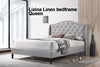 T Lizina Linen bedframe Queen Light Grey