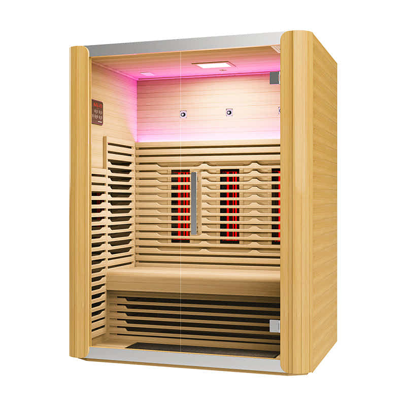 3 Person Low EMF Far Infrared With Red Light Tube Full spectrum Sauna
