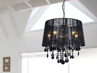 Svart Crystal Chandelier Light