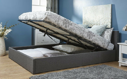 T Bass Storage Bed Frame Linen Double