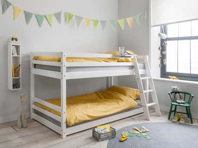 Polli White Bunk Bed with 10cm Bonnell Mattress Combo