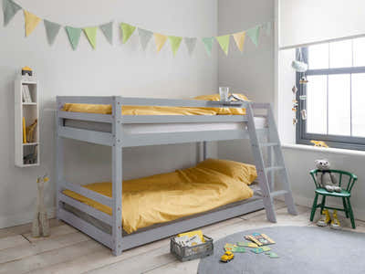 Polli Grey Bunk Bed with 10cm Bonnell Mattress Combo