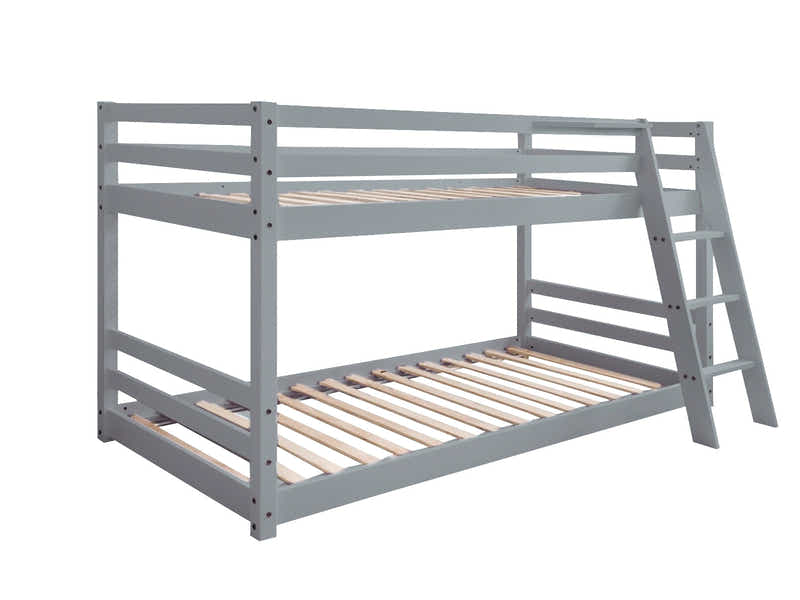 Polli Grey Bunk Bed with 15cm Bonnell Mattress Combo