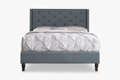 T New Lisbeth Fabric Bed Frame King Blue