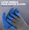 Latex Crinkle Palm Coated Gloves Pack of 12 Pairs
