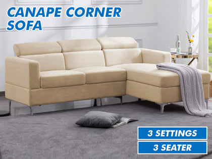 Canape Corner Sofa Beige