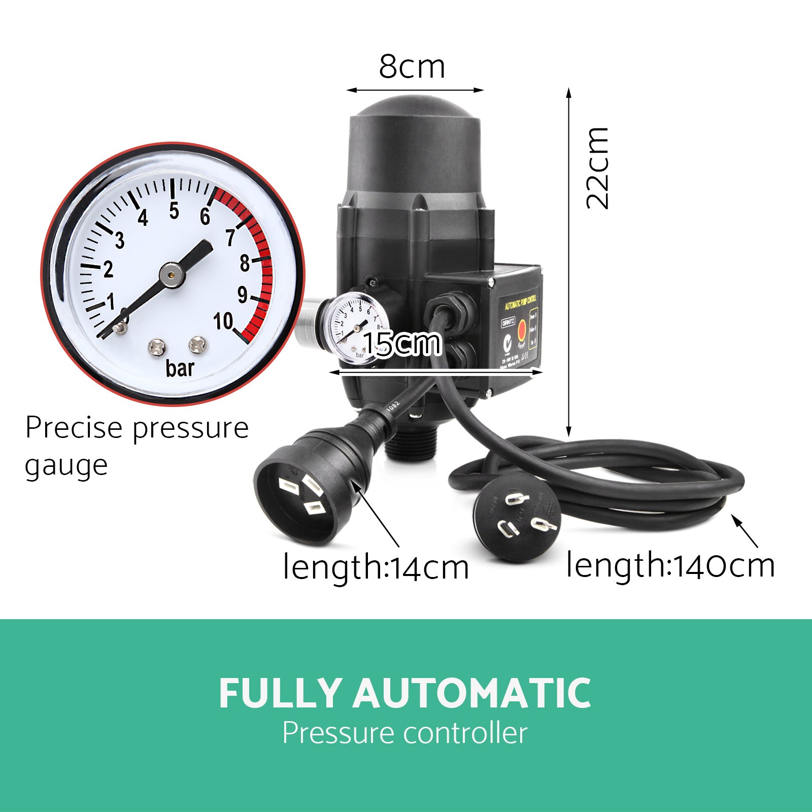 DS NA Giantz 1500W High Pressure Garden Water Pump with Auto Controller