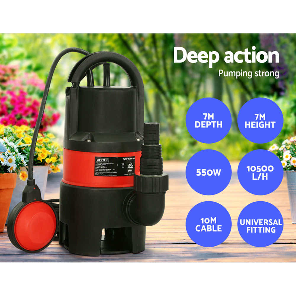 DS NA 550W Water Pump Dirty Submersible Sump Swim Pool Flooding Pond Clean