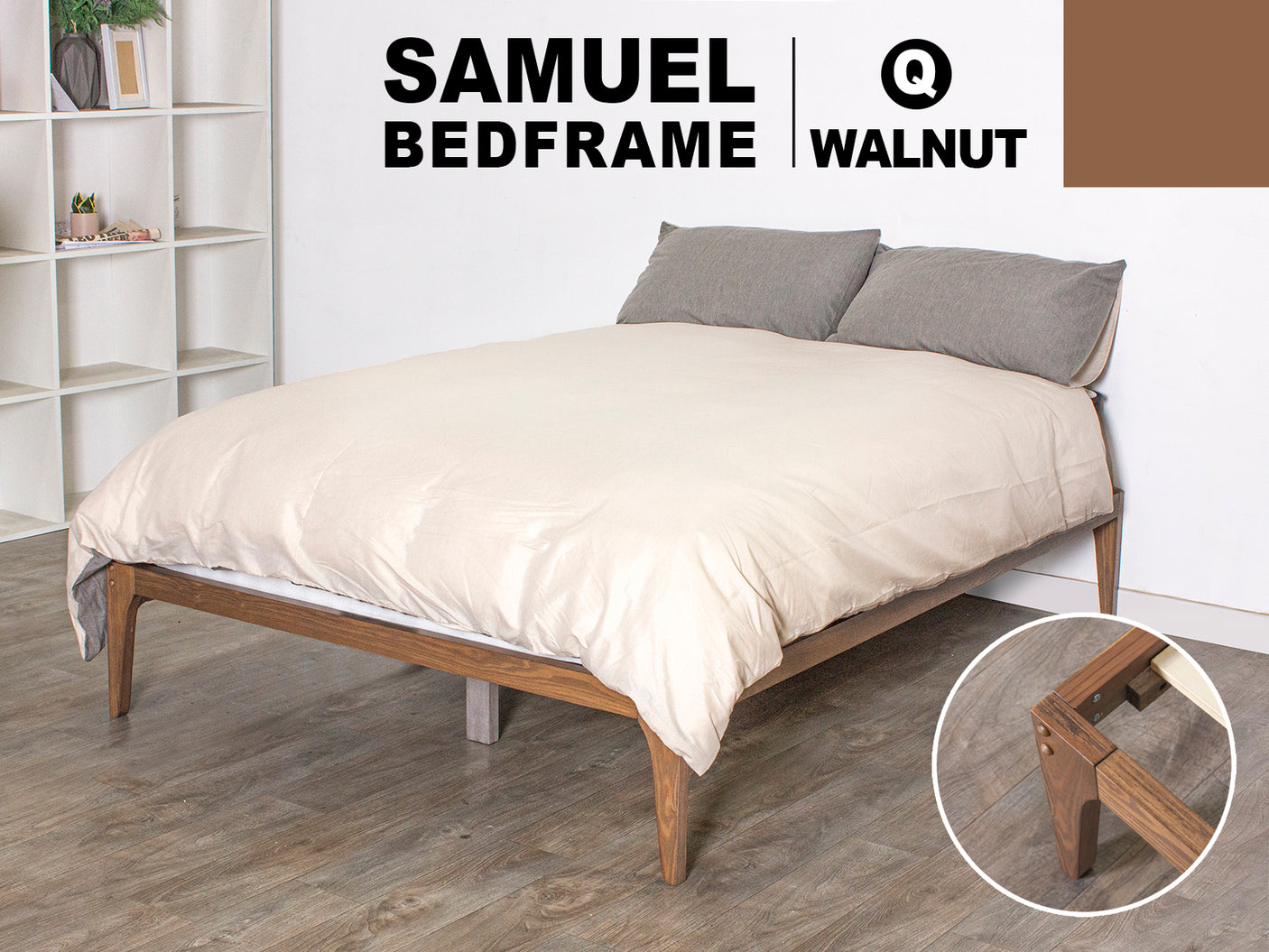 Samuel Queen Bedframe - Walnut
