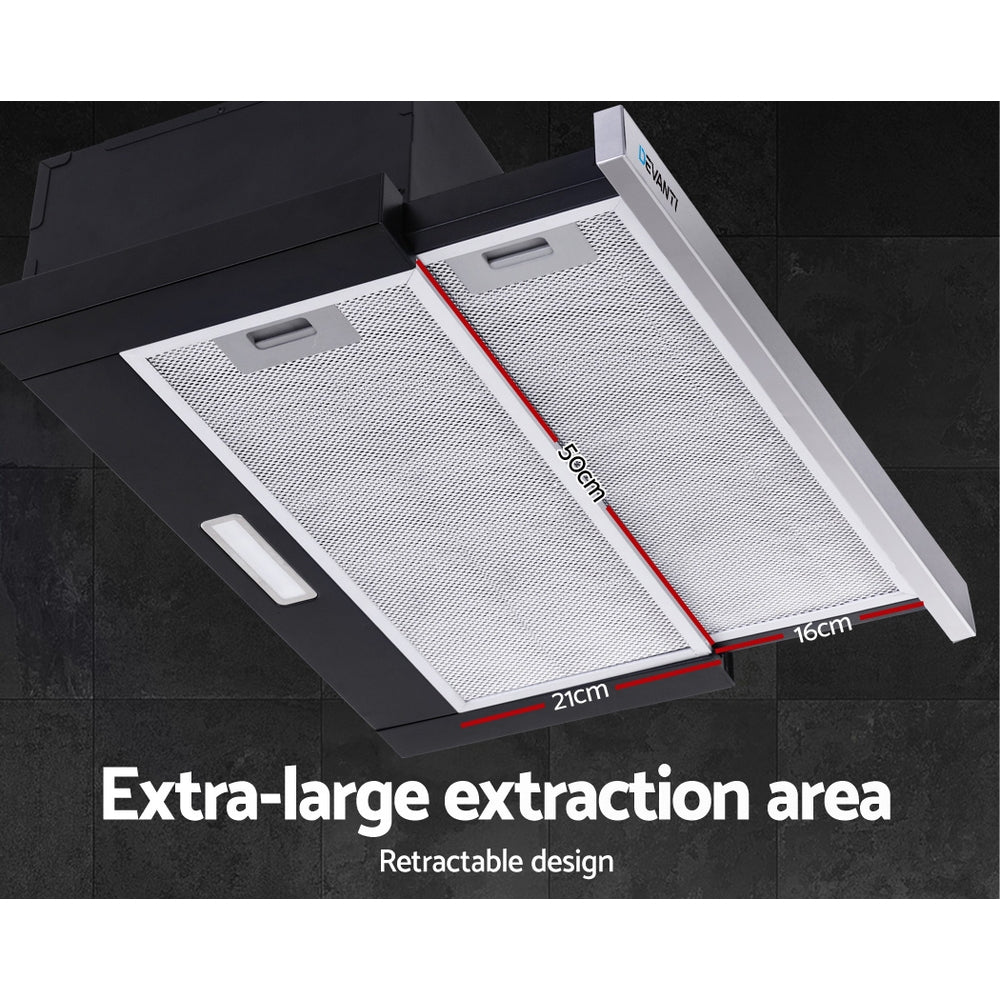 DS NA Rangehood  Stainless Steel Slide Out Kitchen Canopy 60cm 600mm Black
