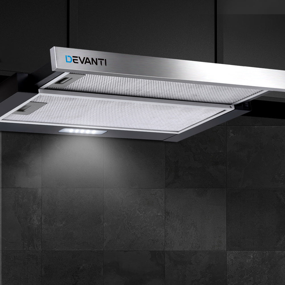 DS NA Rangehood  Stainless Steel Slide Out Kitchen Canopy 60cm 600mm Black