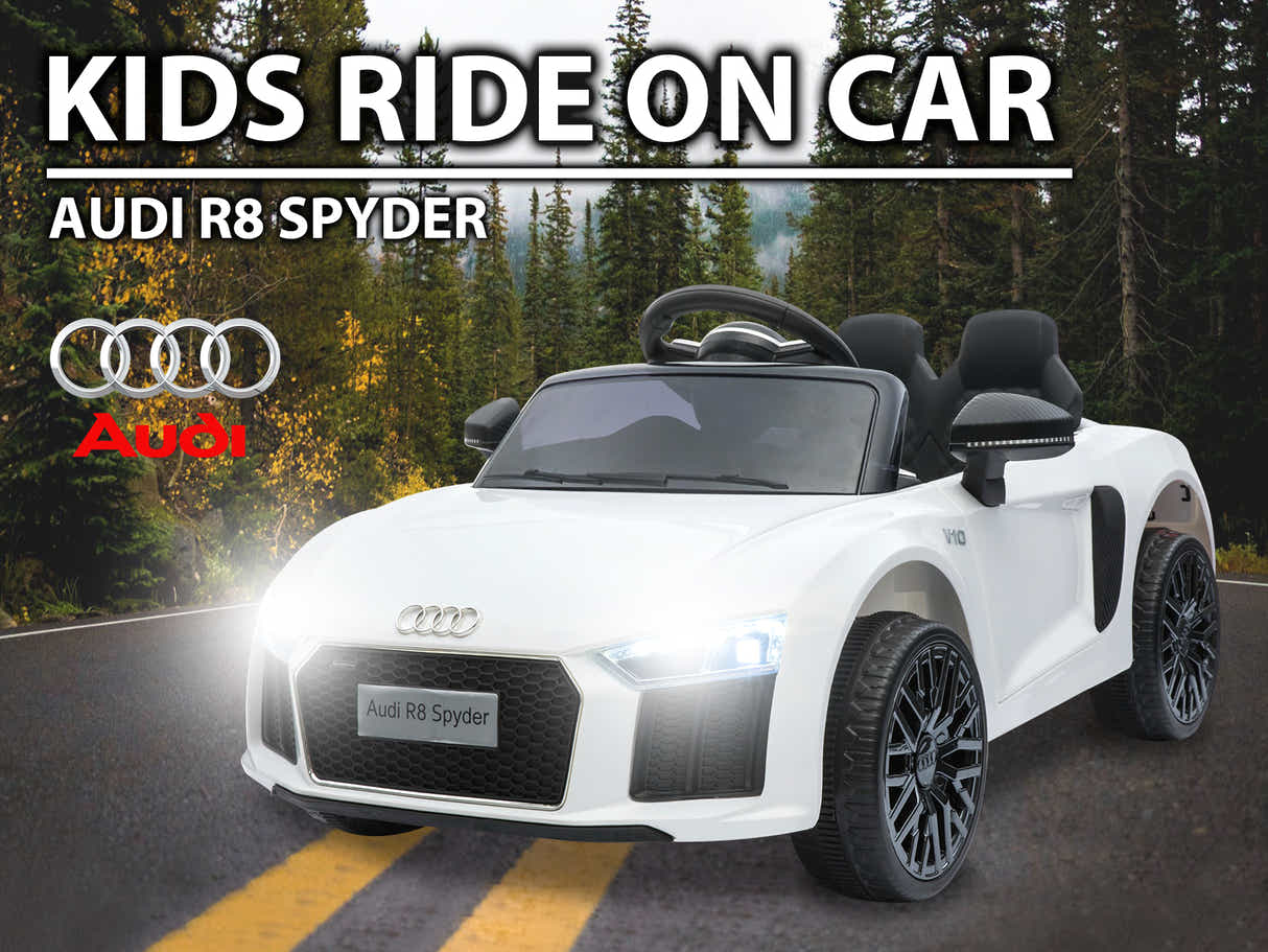 Kids Ride On Car Licenced Audi R8 - White