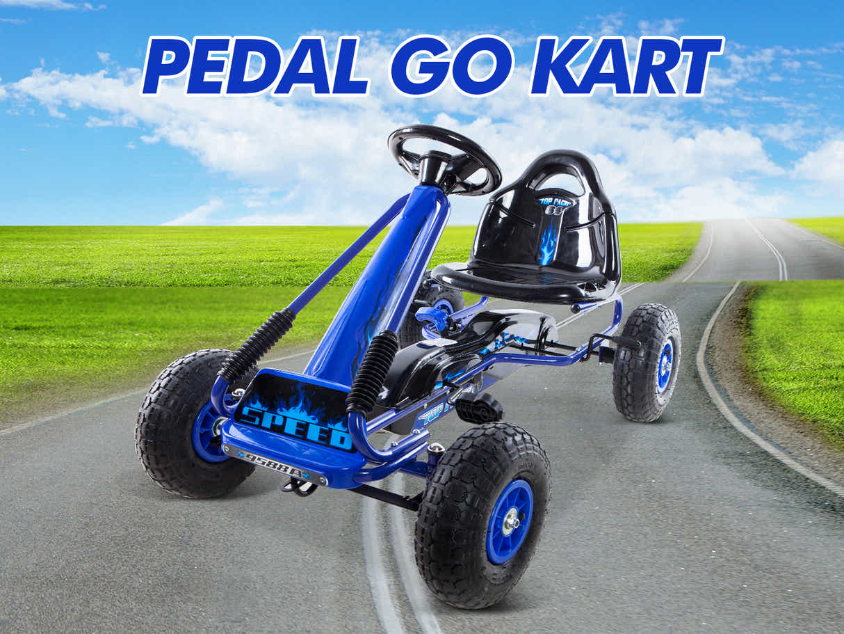 Kids Go Kart With Hand Brake - Blue