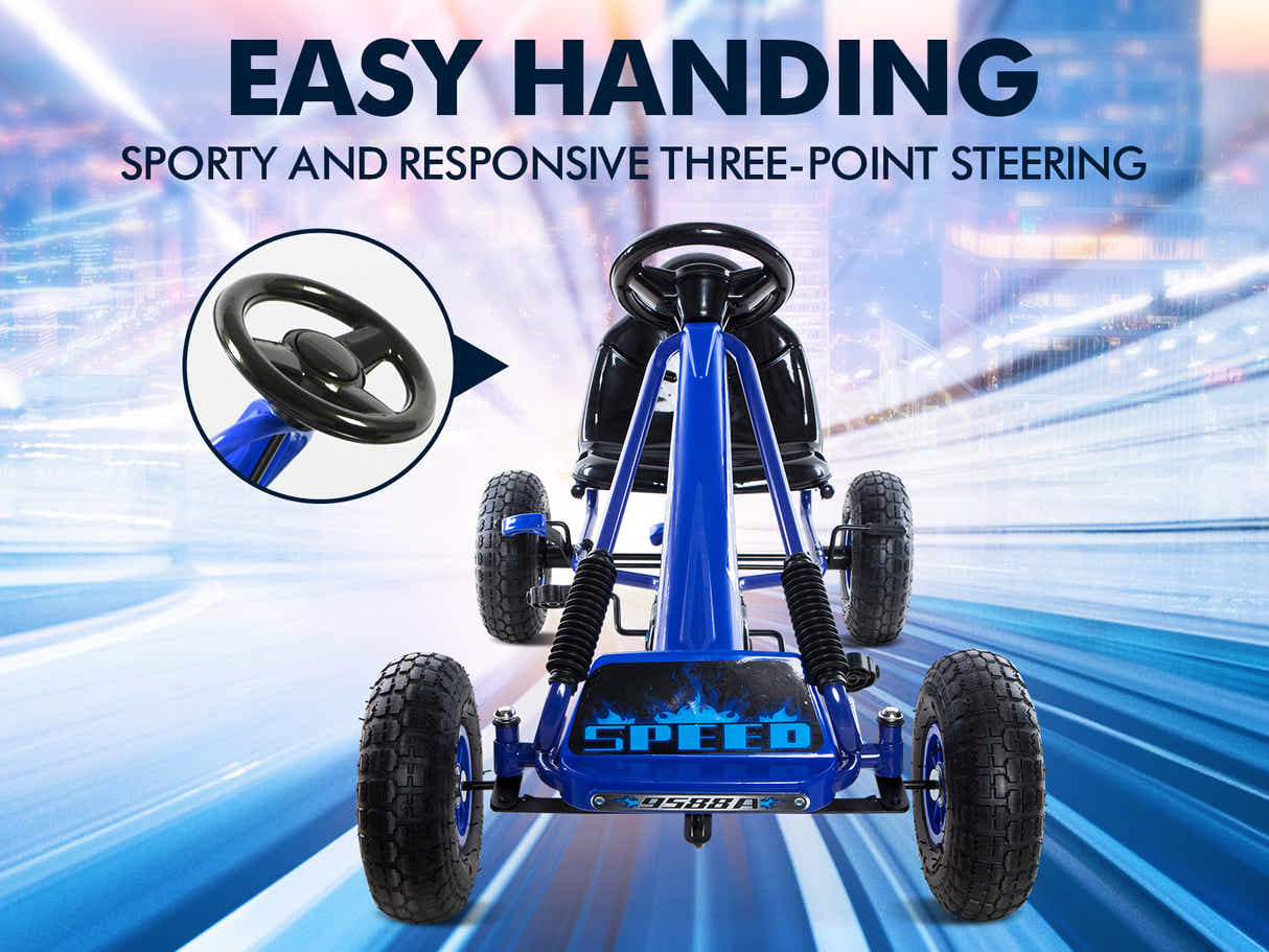 Kids Go Kart With Hand Brake - Blue