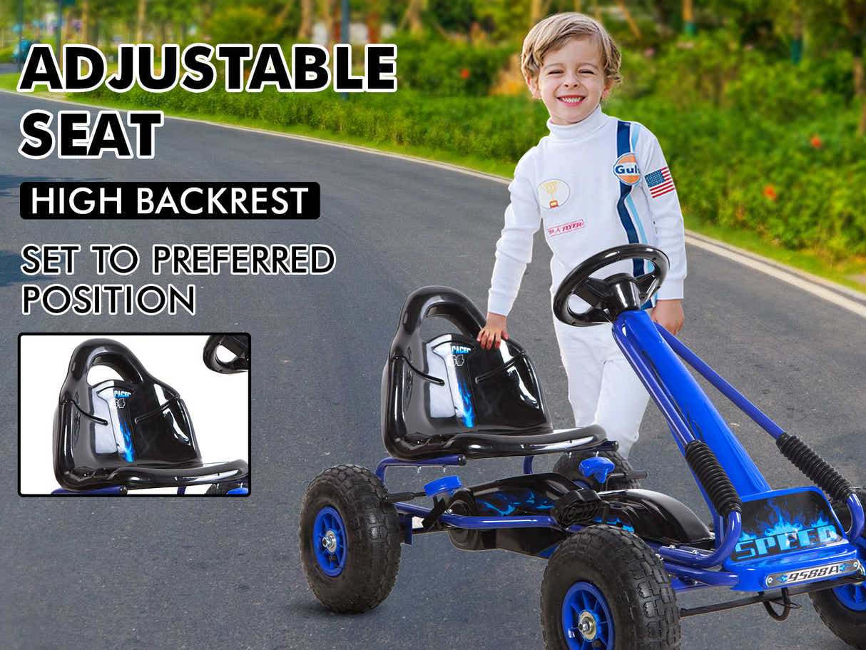 Kids Go Kart With Hand Brake - Blue