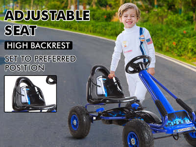 Kids Go Kart With Hand Brake - Blue