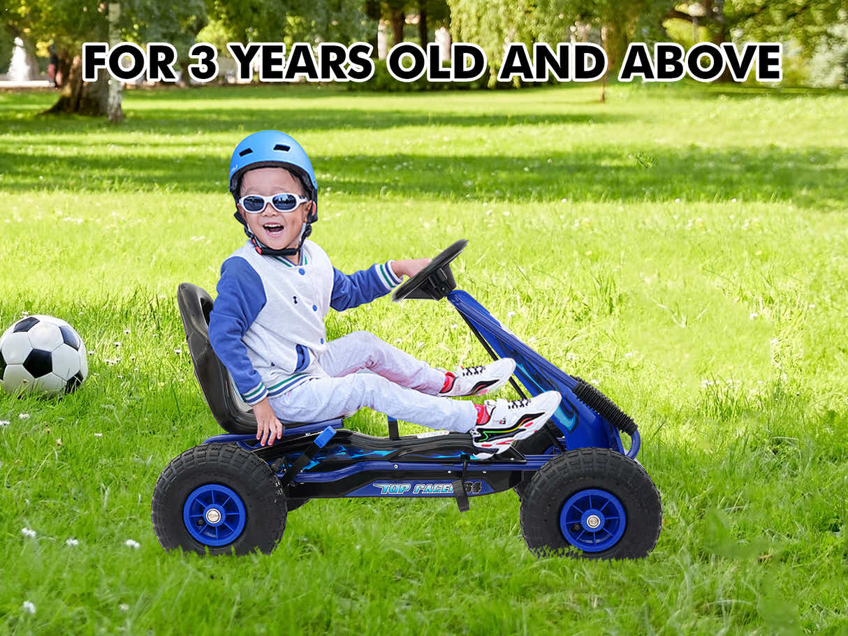 Kids Go Kart With Hand Brake - Blue